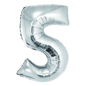 BALON FOLIE CIFRA 5 ARGINTIU 85 CM DACO BL855AG