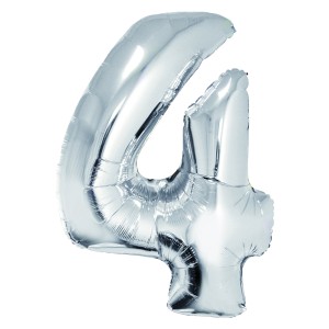BALON FOLIE CIFRA 4 ARGINTIU 100 CM DACO BL1004AG
