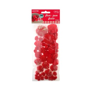 ACCESORII CRAFT - AD279R POM POM FESTIV ROSU DACO