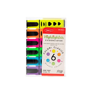 MARKER EVIDENTIATOR CU LICHID SET 6 DACO MK406/6