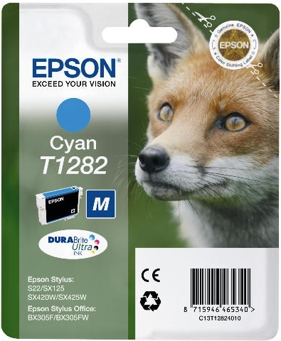 Cartus Cerneala Original Epson Cyan, T1282, pentru S22|SX125, , (timbru verde 0.15 lei), "C13T12824011"