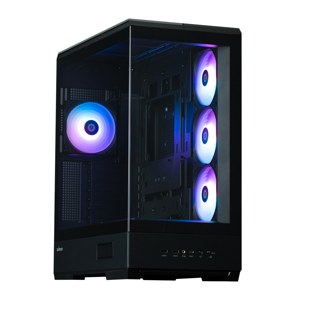 CARCASA Zalman "P50 DS", middle tower, gaming, fara sursa, suporta 10xfan, 4xfan inclus, PSU shroud, USB 3.1 gen1 x 2, audio+mic, 7 sloturi expansiune, negru, "P50 DS Black" (timbru verde 0.32lei)