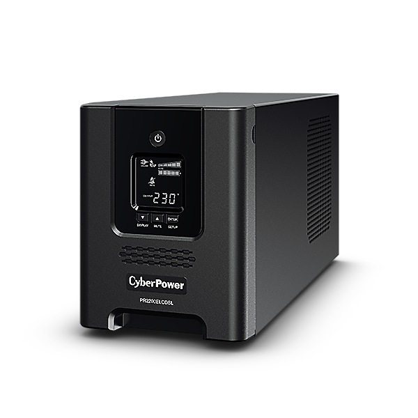 UPS CYBER POWER Line Int. cu sin. pura, cu management, Tower, LCD, 2200VA/1980W, AVR, 9x IEC, baterie 4x 12V/9Ah, incarcare pana la 8h, USB, RS232, slot SNMP, APFC, EPO, hot-swapp, tehn. GreenPower, "PR2200ELCDSL" (timbru verde 40 lei)