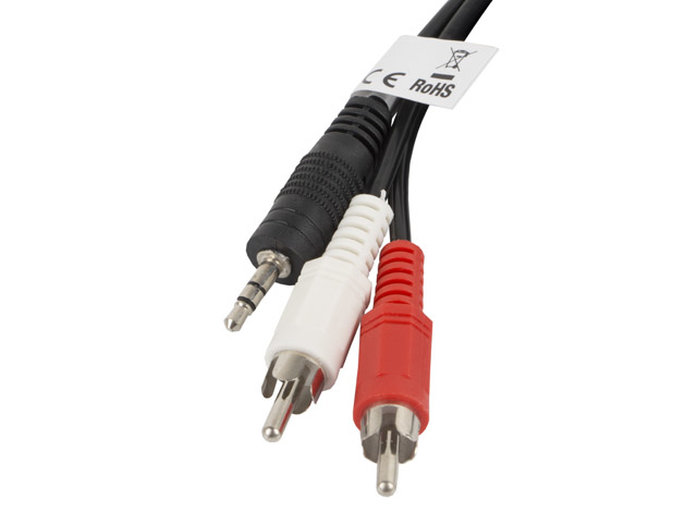 Cablu audio LANBERG 2 m - Jack-RCA "CA-MJRC-10CC-0020-BK" (timbru verde 0.08 lei)
