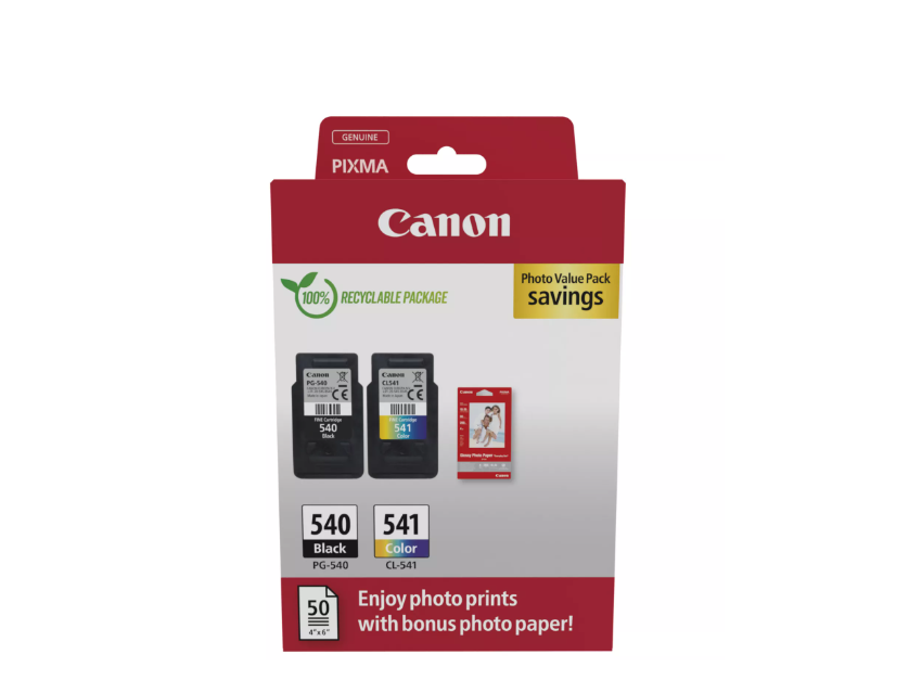 Combo-Pack Original Canon Black/Color, PG-540/CL-541 VALUE-PACK, pentru Pixma MG2150|MG2250|MG3150|MG3250|MG3550|MG3650|MG4150|MG4250|MX375|MX395|MX435|MX455|MX475,cu haretie Photo , (timbru verde 0.3 lei), "5225B013AA"