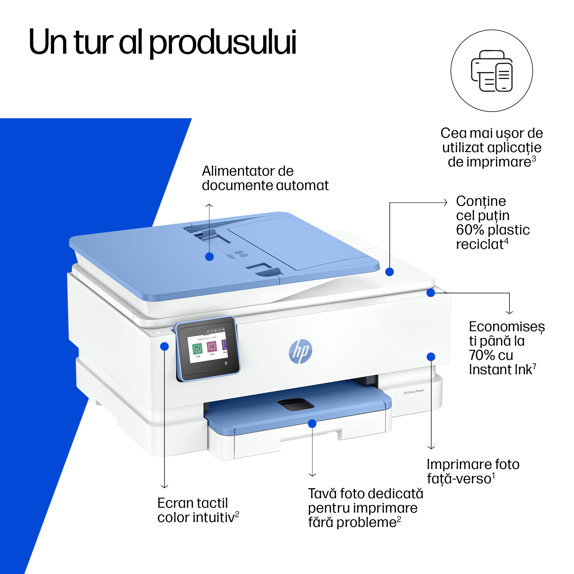 Multifunctional InkJet Color HP, ENVY PHOTO 7931, A4, Functii: Impr.|Scan.|Cop., Vit.Print. 15ppm, Conectivitate:USB|WIFI, Duplex:Da, ADF:ADF(incl.TV 8lei) "B6JX3B" - imagine 3