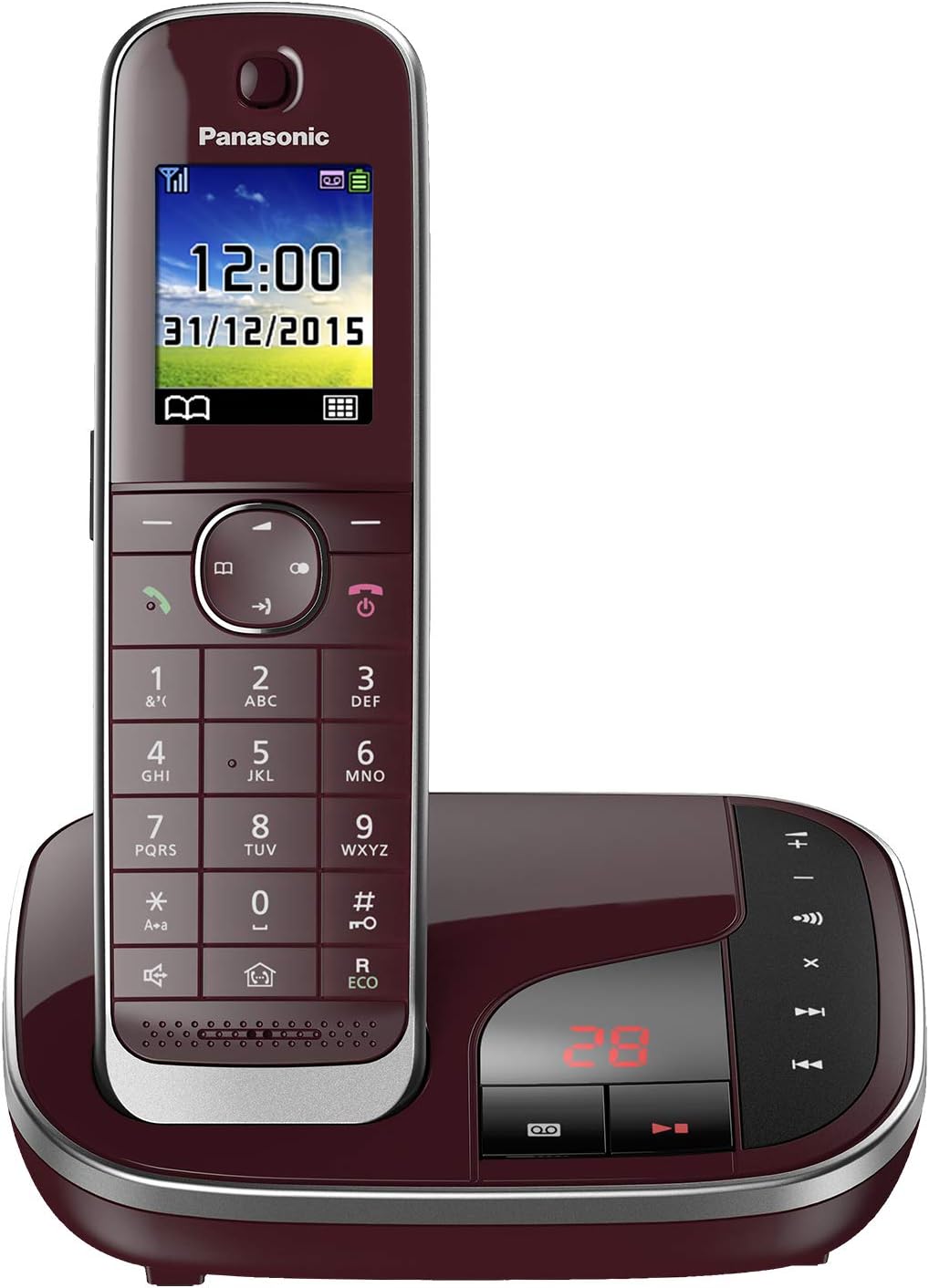 Telefon Panasonic DECT, KX-TGJ320GR, robot telefonic, caller ID, SMS, negru, "KX-TGJ320GR" (timbru verde 0.8 lei)