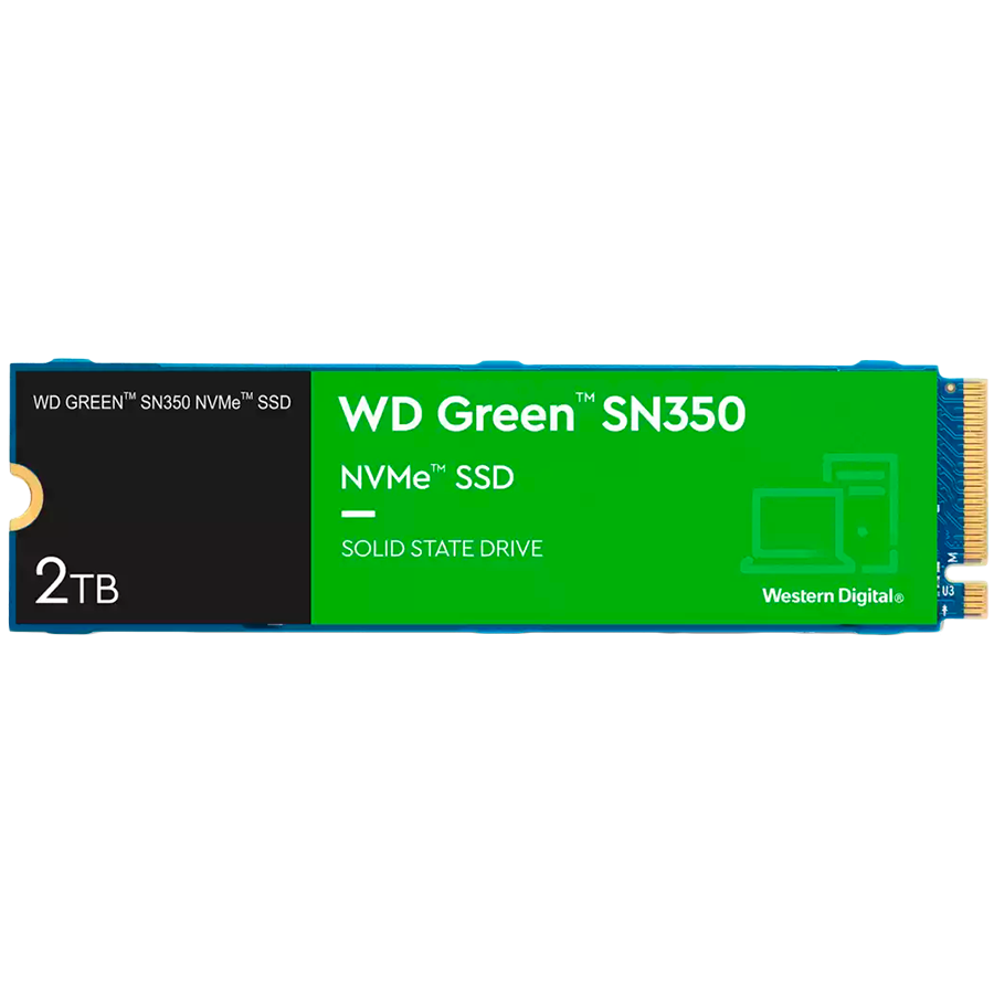 SSD WD Green SN350 2TB M.2 2280 PCIe Gen3 x4 NVMe QLC, Read/Write: 3200/3000 MBps, IOPS 500K/450K, TBW: 100 "WDS200T3G0C-00AZL0"