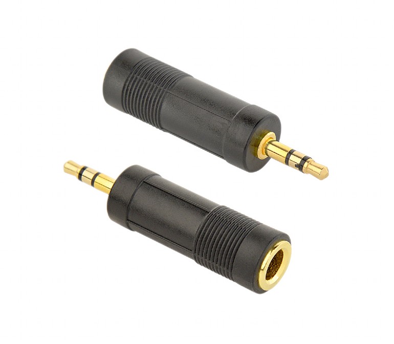 ADAPTOR audio GEMBIRD stereo (1 x 6.35 mm jack M la 1 x 3.5 mm jack T), negru, "A-6.35F-3.5M" (timbru verde 0.08 lei)