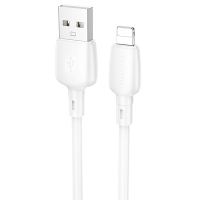 CABLU alimentare si date Borofone "BX93", Fast Charging Data Cable pt. smartphone, USB la Iphone Lightning 2.4A, 1m, alb "6941991103148" (timbru verde 0.18 lei)