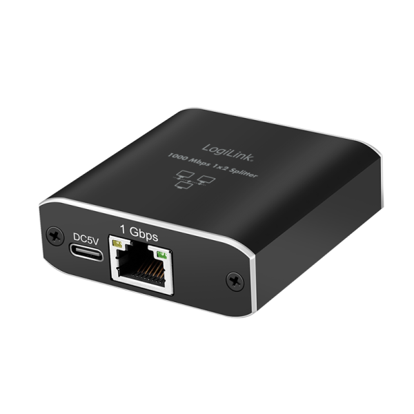 SPLITTER RETEA Logilink, 1 la 2 Gigabit 1000 Mbit/s, USB power, pana la 100m, negru, "NS0011" (timbru verde 0.18 lei)