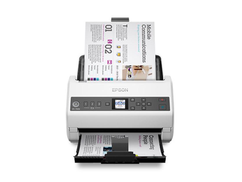 Scanner Portabil EPSON DS-730N, A4, Viteza de scanare duplex: 40ppm/80ipm, Optiuni: , Conectivitate:USB, Scanare ambele fete:Da, ADF:100coli, (Timbru Verde11Lei) "B11B259401"(RAPO)