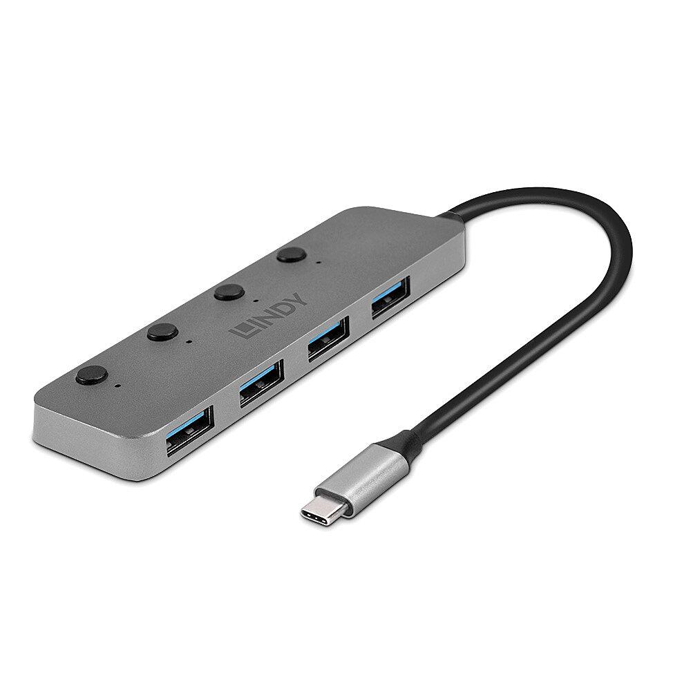 Hub Lindy 4 Port USB 3.2 buton On/Off "LY-43383" (timbru verde 0.18 lei)