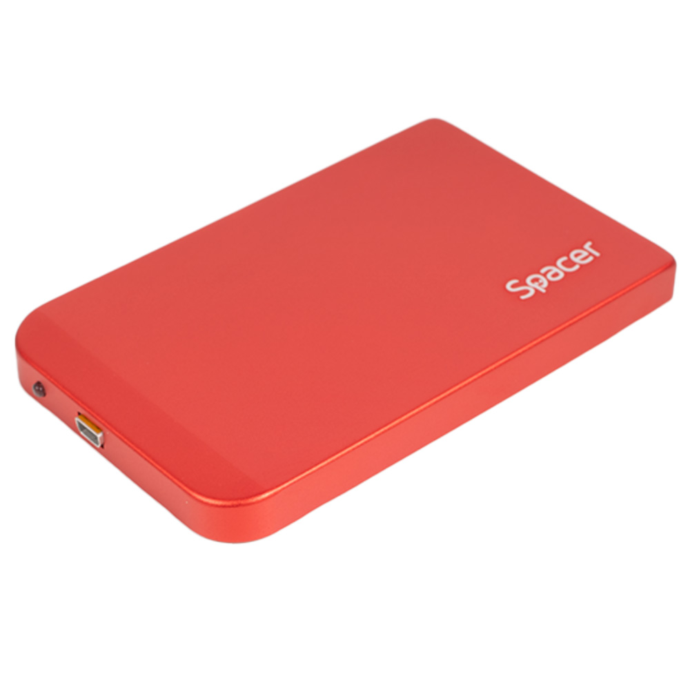 RACK extern SPACER, pt HDD/SSD, 2.5 inch, S-ATA, interfata PC USB 3.0, Husa piele sintetitca, aluminiu, rosu, "SPR-25611R" (timbru verde 0.8 lei)