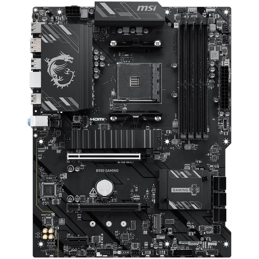 MSI B550 GAMING, ATX, Socket AM4, 4x DDR4 Dual Channel up to 4866+(OC)MHz, 2x PCIe x16 slots, 2x M.2 slots, 2x USB 3.2 Gen 2 (1x Type-C), 2x USB 3.2 Gen 1, 4x USB 2.0, 1x HDMI, 1x DP, 1G LAN, 7.1 HD Audio, 3Y"B550_GAMING"