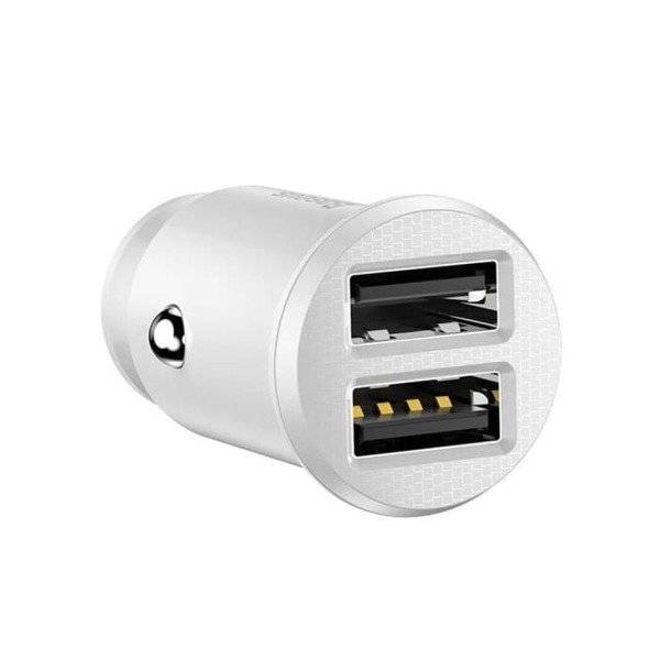 INCARCATOR auto Baseus Grain, 2 x USB Output 5V/3.1A, 15W total ambele porturi, pt. bricheta auto, alb "CCALL-ML02" (timbru verde 0.03 lei) - 6953156276529