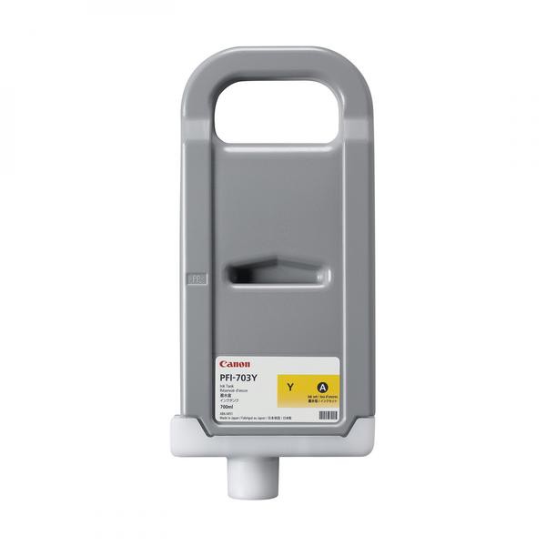 Cartus Cerneala Original Canon Yellow, PFI-703Y, pentru IPF 810|IPF 815|IPF 820|IPF 825, 700ml, (timbru verde 1.2 lei),NOPP, "2966B001AA"