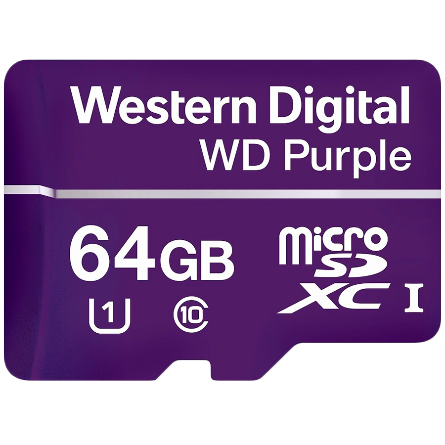 WD Purple 64GB Surveillance microSD XC Class - 10 UHS 1, "WDD064G1P0C" (timbru verde 0.03 lei)