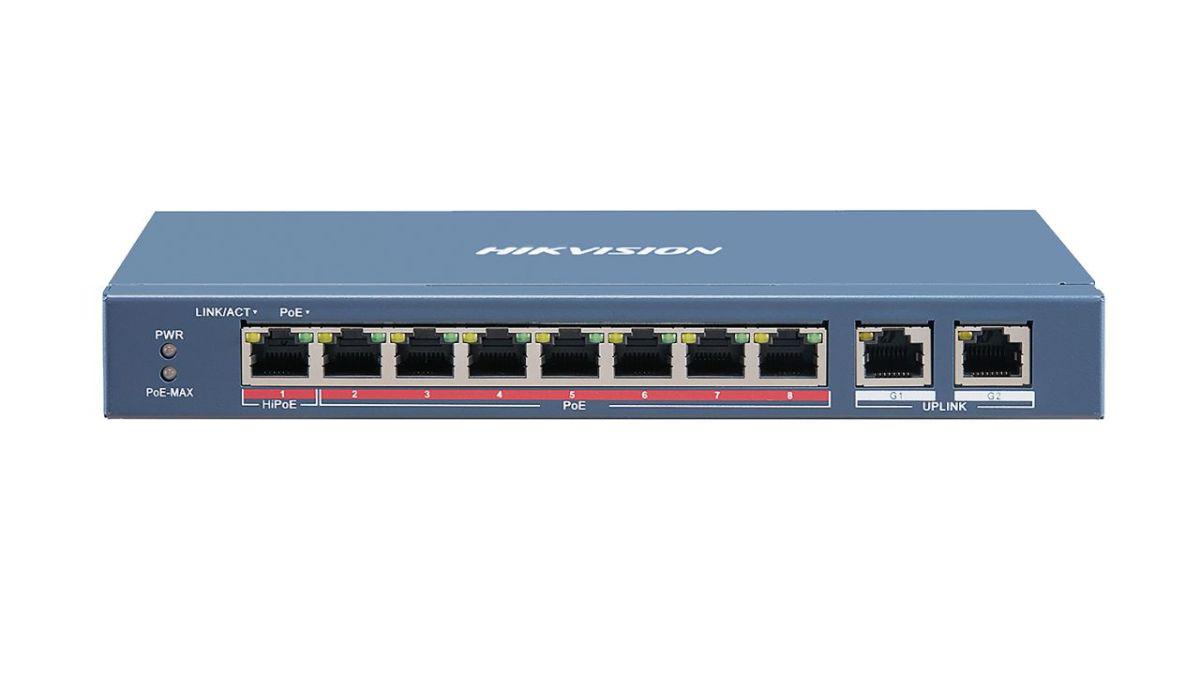 SWITCH 8PORTURI 2UPLINK 90W UNMANAGED "DS-3E1310HP-EI" (timbru verde 2 lei)