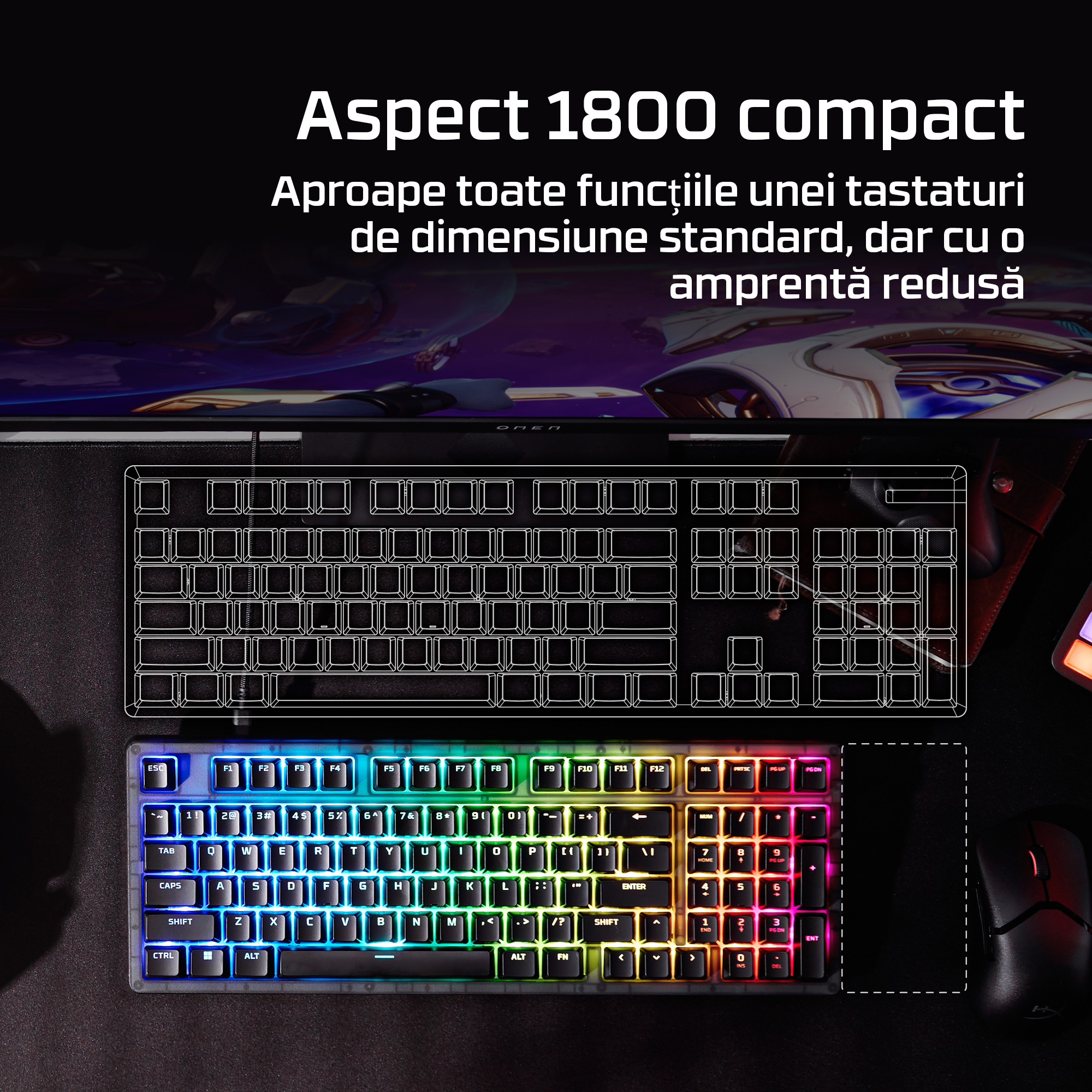 Tastatura HP HyperX Origins 21800, negru"B4QS4AA" - imagine 4