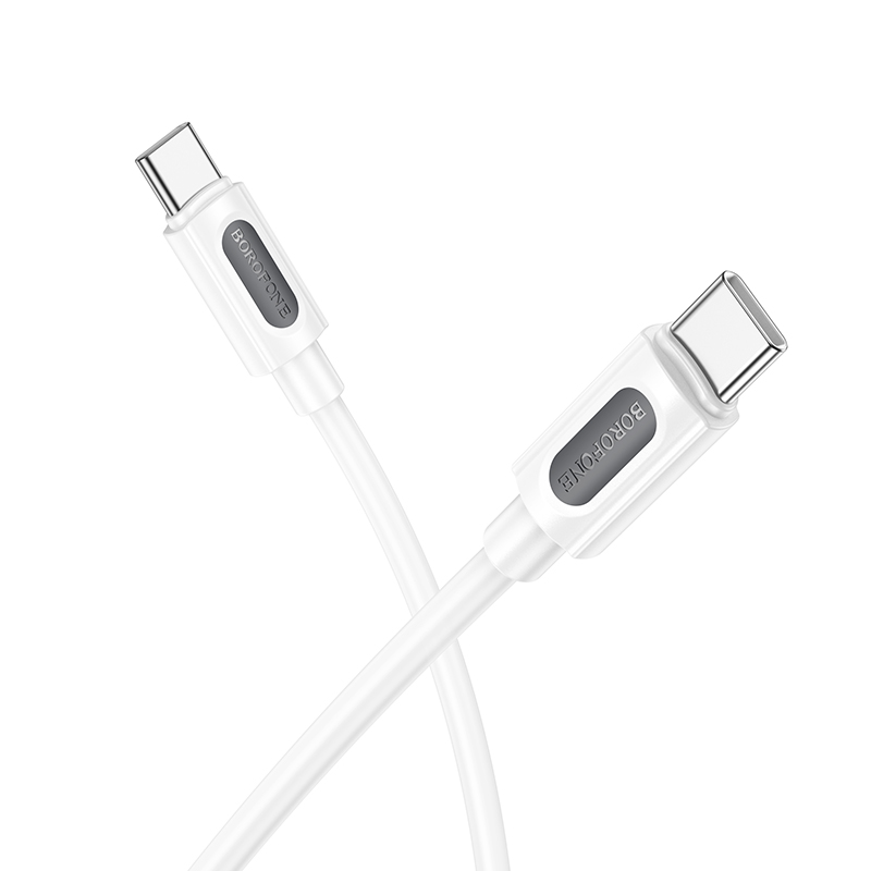 CABLU alimentare si date Borofone "BX106", Fast Charging Data Cable pt. smartphone, USB Type-C la USB Type-C 60W, 1m, alb "6941991116919" (timbru verde 0.18 lei)