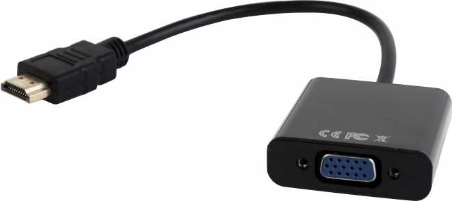 CABLU video GEMBIRD, splitter HDMI(T) la VGA(M)+Jack 3.5mm(T), 15cm, rez max Full HD la 60Hz, converteste semnal digital HDMI in analog VGA+3.5 mm jack,negru, "A-HDMI-VGA-03" (timbru verde 0.08 lei)
