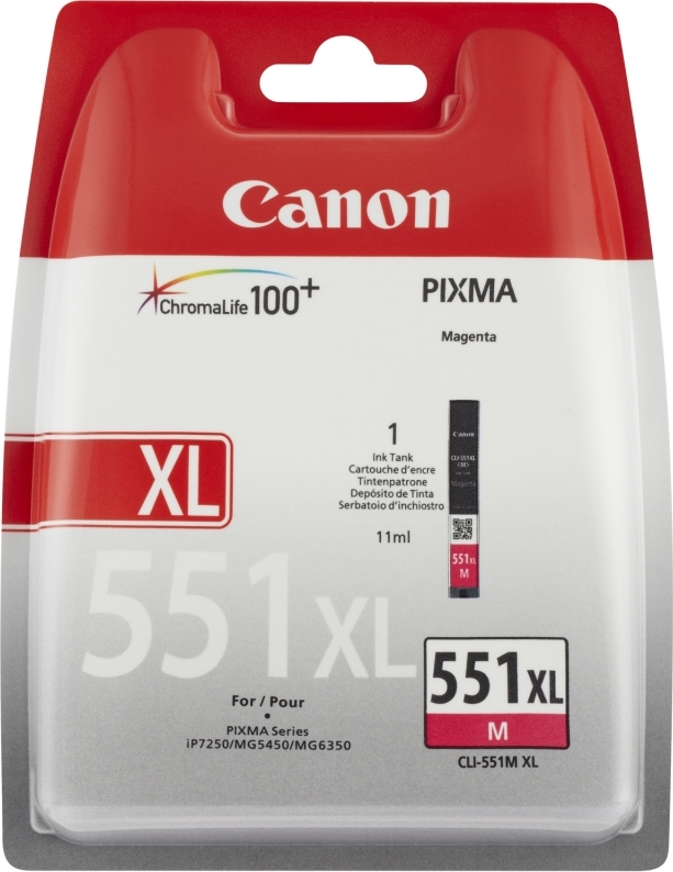 Cartus Cerneala Original Canon Magenta, CLI-551XLM, pentru Pixma IP-7250|8750|IX-6850|MG-5450|5550|5650|6350|6450|6650|7150|7550|MX-725|925, 11ml, (timbru verde 0.15 lei), "BS6445B001AA"