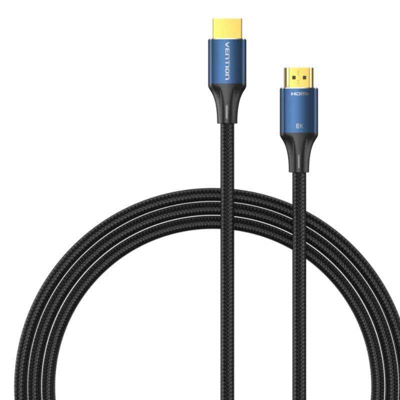 Cablu video Vention, HDMI(T) la HDMI(T), 1.5m, rezolutie maxima 8K la 60Hz/4K la 120Hz, conectori auriti, cupru/argint, bumbac braided, albastru, "ALGLG" (timbru verde 0.18lei) - 6922794765245