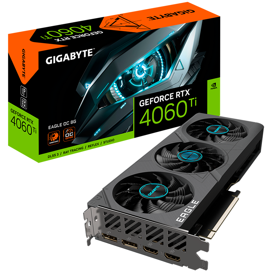 GIGABYTE Video Card NVIDIA GeForce RTX 4060 TI EAGLE OC 8G, GDDR6 8GB/128bit, PCI-E 4.0 x8, 2xHDMI, 2xDP, 1x8-pin, ATX 2-slot, Retail "GV-N406TEAGLE OC-8GD"