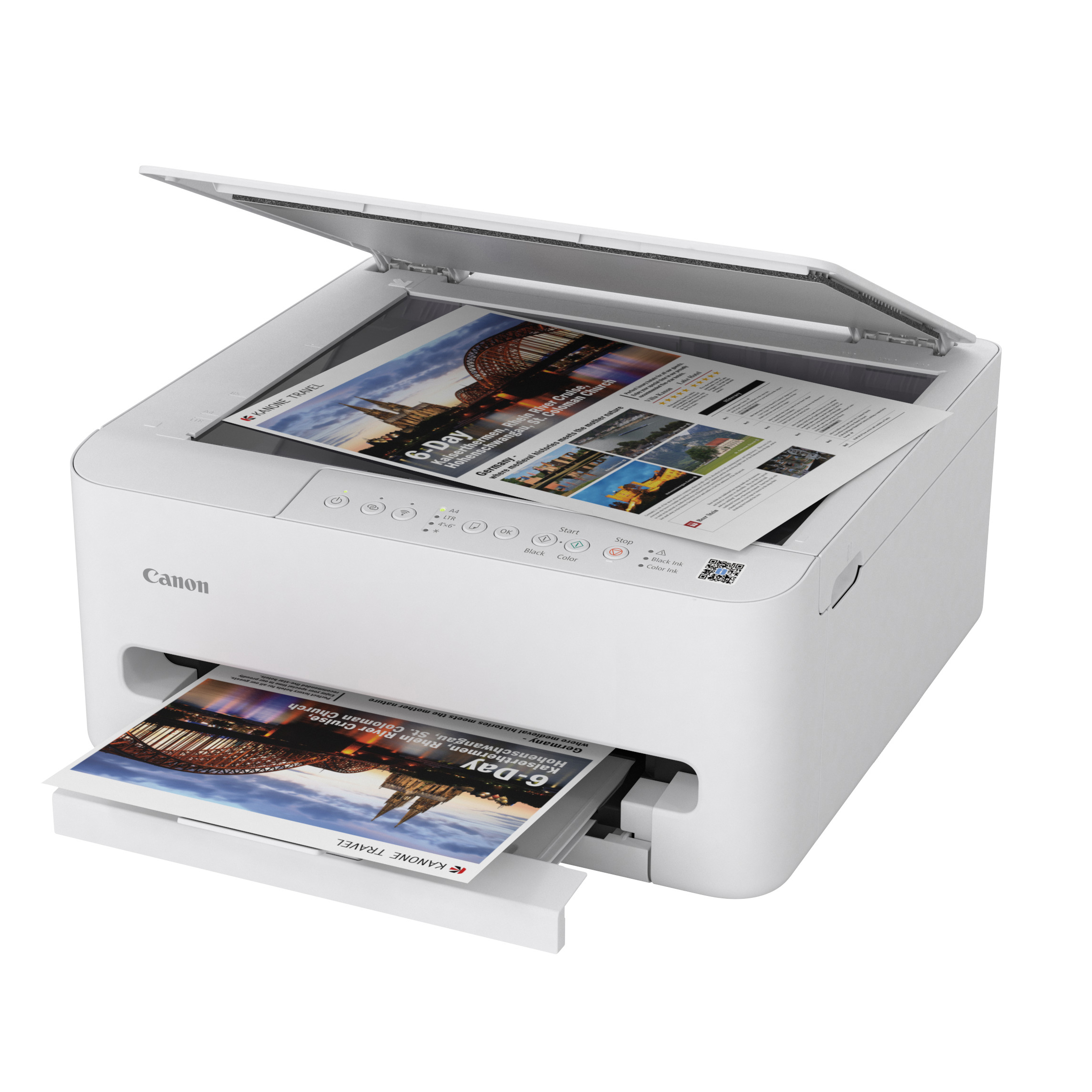 Multifunctional InkJet Color Canon TS4150I, A4, Functii: Impr.|Scan.|Cop., Viteza de Printare Monocrom: 14ppm, Viteza de printare color: 9ppm, Conectivitate:USB|WIFI, Duplex:Da, ADF:Nu(incl.TV 12lei), White, "7181C006AA" - imagine 4