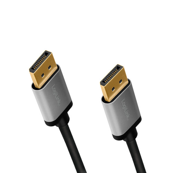 CABLU video LOGILINK, DisplayPort (T) la DisplayPort (T) 1.2, 1m, conectori auriti, rezolutie maxima 4K (3840 x 2160) la 60 Hz, aluminiu, triplu ecranaj, negru-gri, "CDA0100" (timbru verde 0.18 lei)