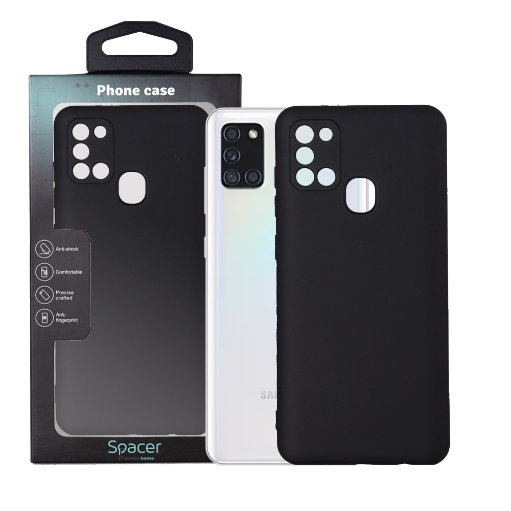 Husa Samsung Galaxy A21S Spacer, negru, grosime 2mm, material flexibil silicon + interior cu microfibra "SPPC-SM-GX-A21S-SLK"