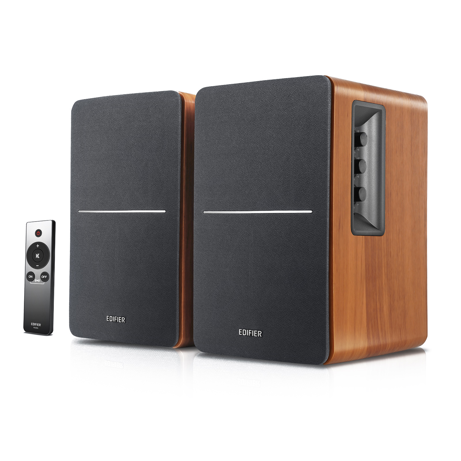 BOXE EDIFIER 2.0, RMS: 42W (2 x 21W), telecomanda wireless, volum, bass, treble, sub-out, brown, "R1280TS-BR" (timbru verde 11.00 lei)