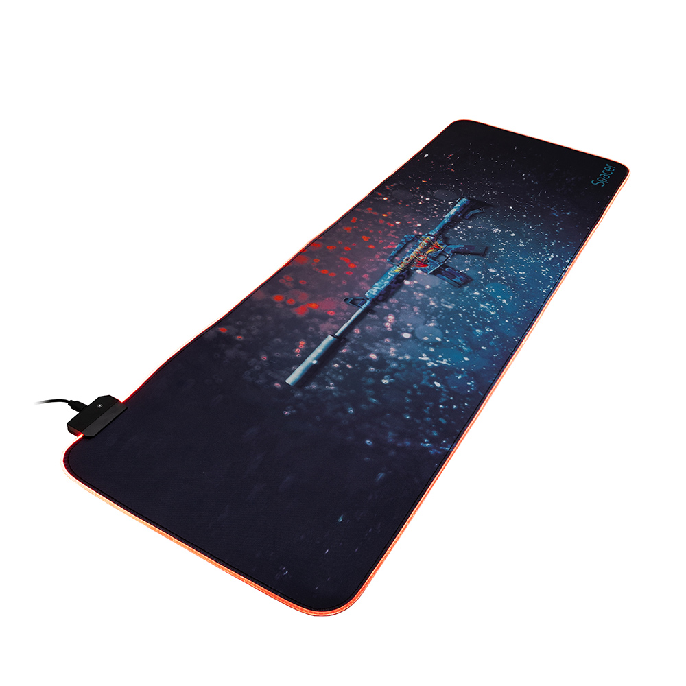 MousePAD RGB SPACER gaming, cauciuc si material textil, 900 x 300 x 3 mm, 1.8 m lungime cablu, imagine 46501476 "SP-PAD-GAME-RGB-PICT" (timbru verde 0.45 lei)