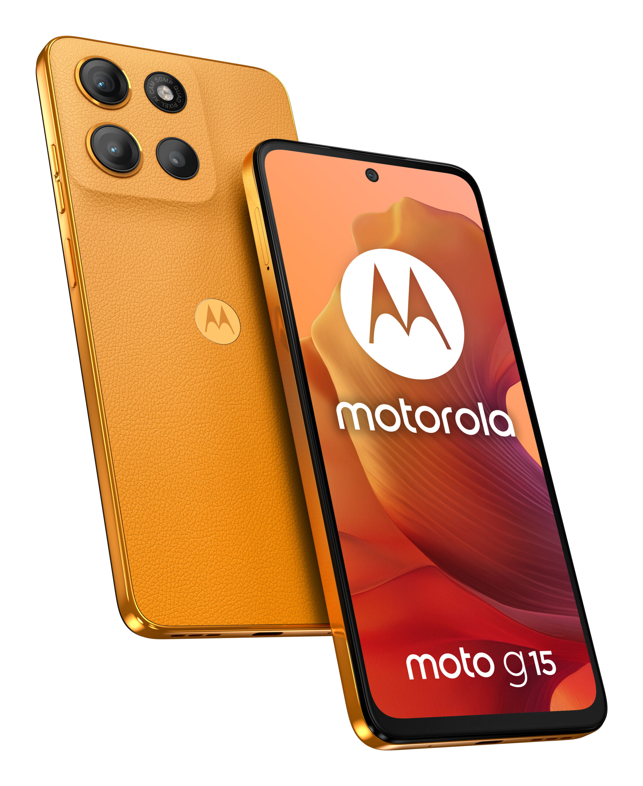 Moto g15, 128GB, 4GB RAM, Dual SIM, 4G, Tri-Camera, Sunrise Orange "PB6E0011PL" (timbru verde 0.45 lei)