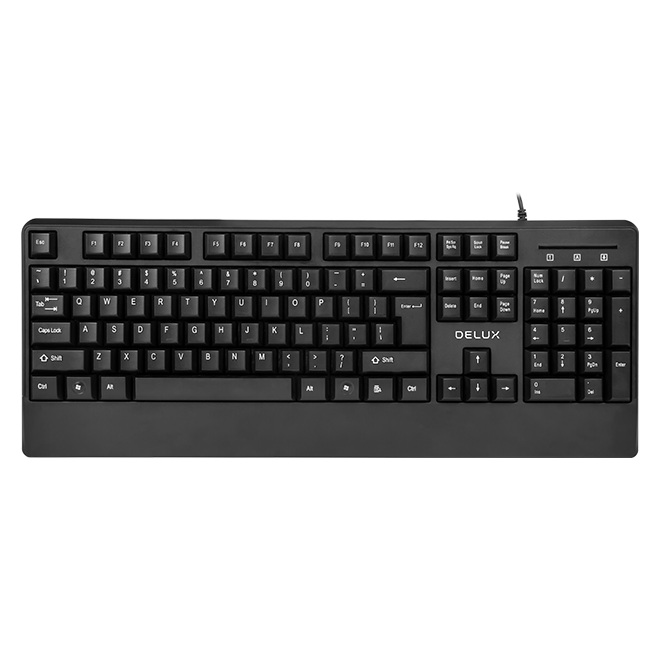 TASTATURA DELUX, cu fir, 104 taste, format standard, USB, negru, "K6700U-BK" (timbru verde 0.8 lei)