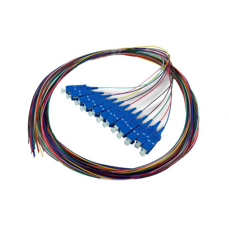 CABLU fibra optica Emtex Set 12 buc pigtail FO SC/PC, MM OM3, 50/125, 0,9mm manta LSZH, 1.5m colorate - EMTEX "SC-MM3-1.5-12COL"