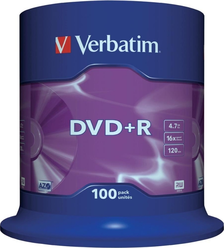 DVD+R VERBATIM 4.7GB, 120min, viteza 16x, 100 buc, Single Layer, spindle, "Matt Silver" "43551"
