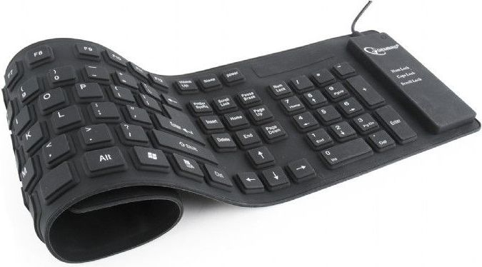TASTATURA GEMBIRD USB, 109 taste, silicon, flexibila, water-proof, dust-proof, black, "KB-109F-B" (timbru verde 0.8 lei)