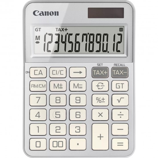 Calculator de birou Canon, KS-125KB SL, Silver, LCD 12-digit, dim.car. 18.6 mm, Dual-Power (solara si baterie LR44), dim. 147x106x25mm, 117g, (incl.TV 0.80lei),"6818C003AA"