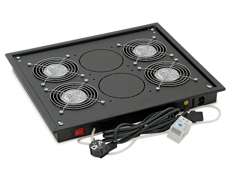 PANOU ventilatie TRITON pentru rack de podea 19", 6 ventilatoare 230V/60W cu termostat, flux axial, Negru "RAB-CH-X05-X3" (timbru verde 11 lei)