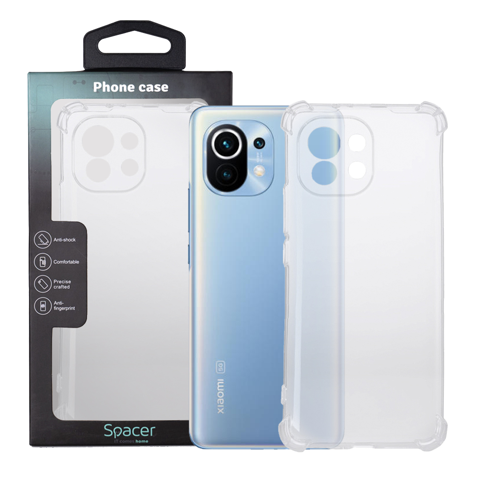 Husa Xiaomi Mi 11 5G Spacer, transparenta, grosime 1.5mm, protectie suplimentara antisoc la colturi, material flexibil TPU "SPPC-XI-MI-115G-CLR"
