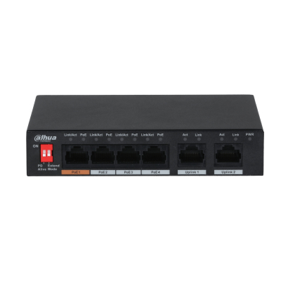 DAHUA SWITCH 6P 10/100 4POE PORTS "PFS3006-4ET-60-V2" (timbru verde 2 lei)