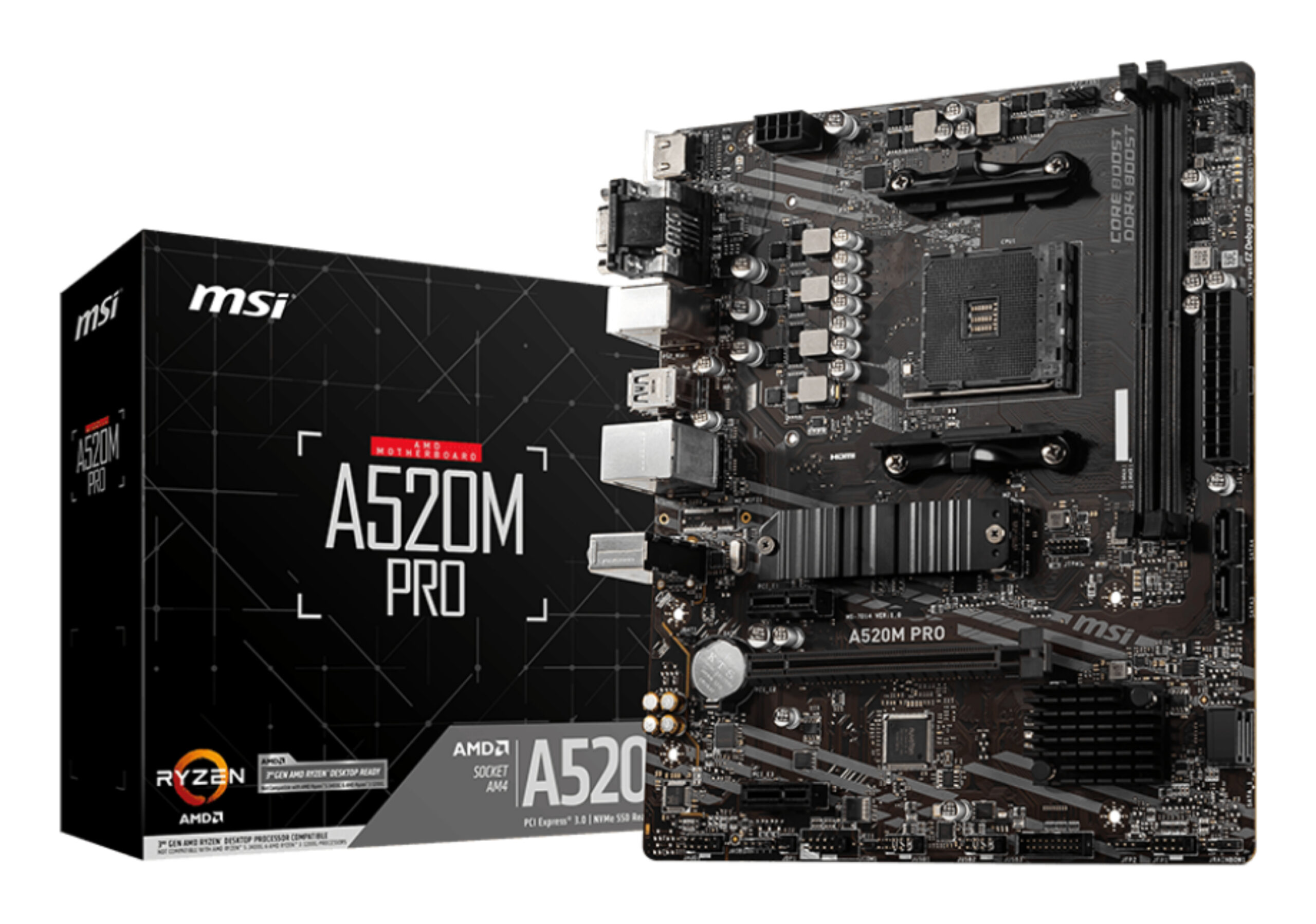 Placa de baza MSI A520M PRO, AMD A520, AM4, mATX "7D14-005R"
