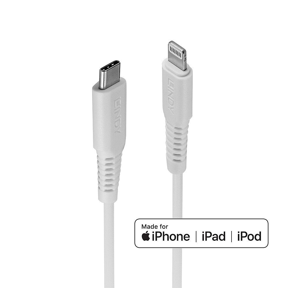 CABLU alimentare si date Lindy pt.smartphone Lightning (T) la USB Type-C (T), 2 m, PVC, alb, "LY-31317" (timbru verde 0.08 lei)
