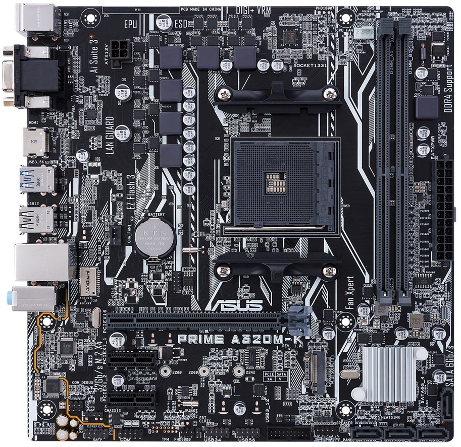 PLACA de BAZA Asus "PRIME A320M-K", skt AM4, mATX, AMD A320, 2 x DDR4, max. 32 GB, 4 x SATA, 1 x M.2, 7.1, "PRIME A320M-K"