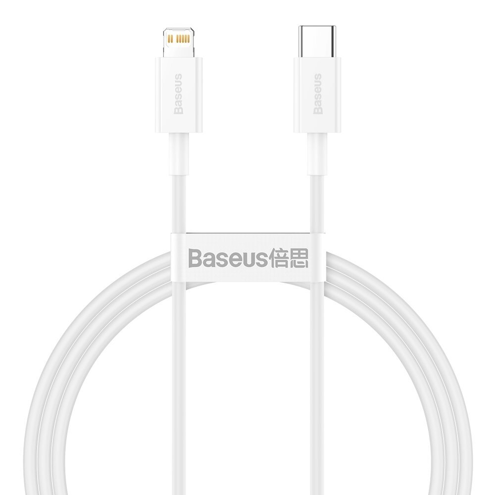 CABLU alimentare si date Baseus Superior, Fast Charging Data Cable pt. smartphone, USB Type-C la Lightning Iphone PD 20W, 1m, alb "CATLYS-A02" (timbru verde 0.08 lei) - 6953156205314