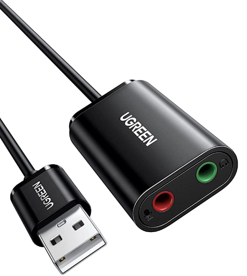 PLACA de SUNET Ugreen, "US205" extern, interfata USB 2.0, conectori 2 x jack 3.5 mm, negru "30724" (include timbru verde 0.18 lei) - 6957303837243