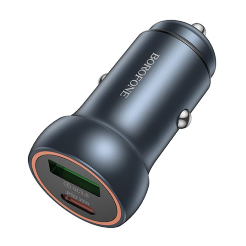 INCARCATOR auto Borofone "BZ34B", pt. bricheta auto, 1 x USB max.18W, 1 x USB Type-C max 20W, putere totala 38W, include cablu USB Type-C la USB Type-C de 1m, negru "6941991122415" (timbru verde 0.18 lei)