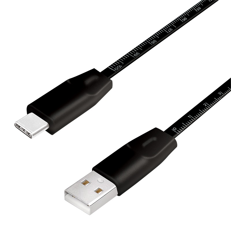 CABLU alimentare si date LOGILINK, pt. smartphone, USB 2.0 (T) la USB 2.0 Type-C (T), 1m, premium, cablu cu marcaj metric, negru, "CU0157" (timbru verde 0.08 lei)